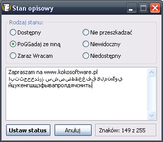 Okno do ustawiania stanu GG Okno do ustawiania stanu GG